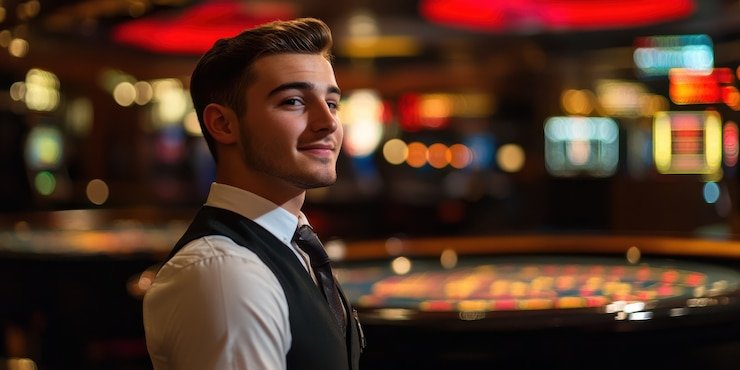 Tampilan meja Speed Roulette live di platform gameboost dengan dealer dan roda roulette